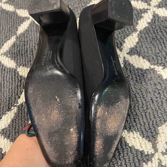 Vintage Salvatore Ferragamo Black Canvas Pumps Size 8 - Picture 7 of 11
